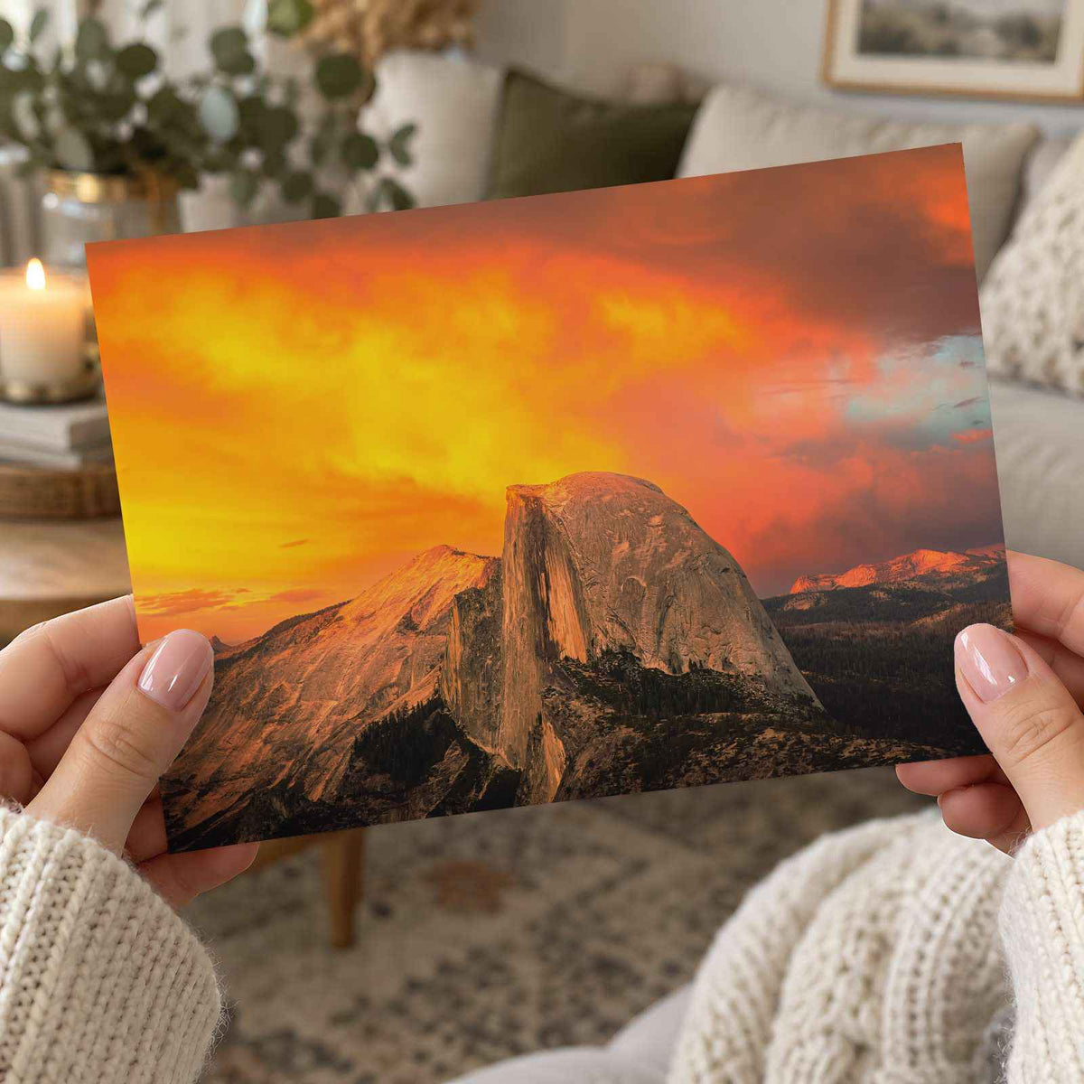 Half Dome in Yosemite at Sunset (Landscape) California Photo Wall Art (7 Sizes)