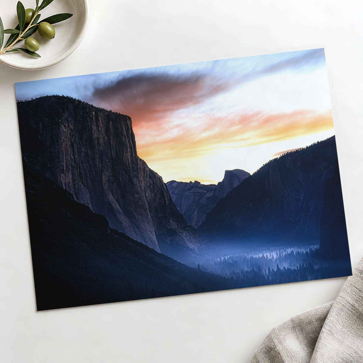 Sun Setting Over Valley Mountains in Yosemite by Casey Horner Photo Print Wall Decor
