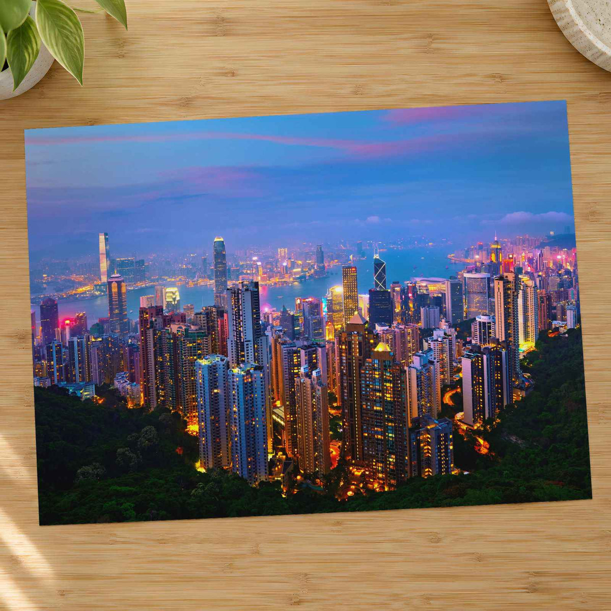 Hong Kong at Night from Mountains Photographic Art Print (7 Sizes) - Frameable