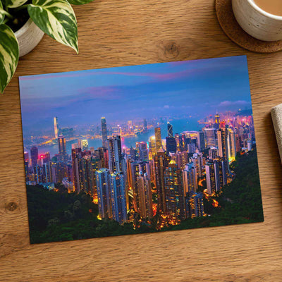 Hong Kong at Night from Mountains Photographic Art Print (7 Sizes) - Frameable