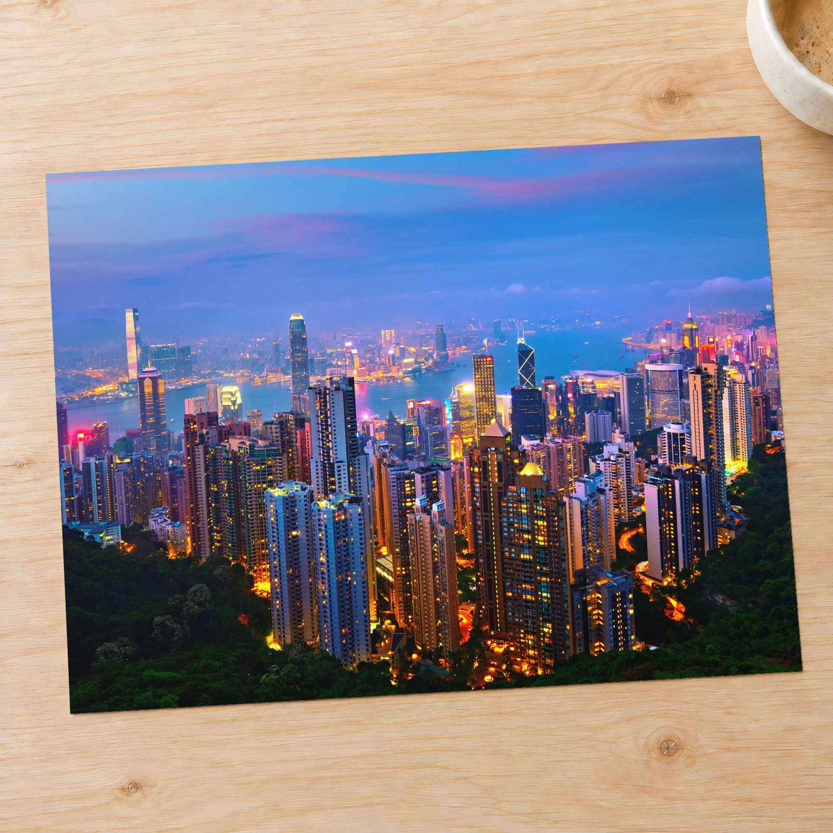 Hong Kong at Night from Mountains Photographic Art Print (7 Sizes) - Frameable