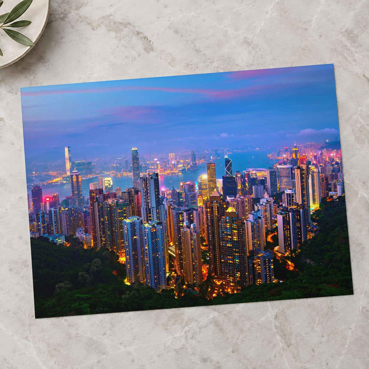 Hong Kong at Night from Mountains Photographic Art Print (7 Sizes) - Frameable