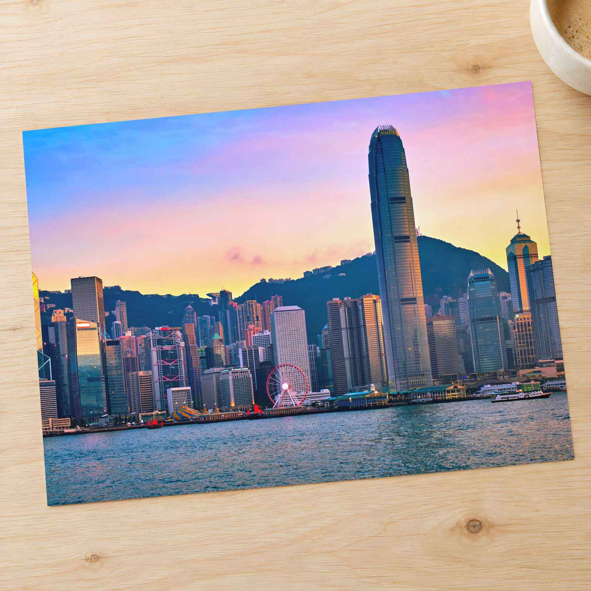 Hong Kong Skyline Skyscrapers, Ferris Wheel Photo Wall Print (7 Sizes)