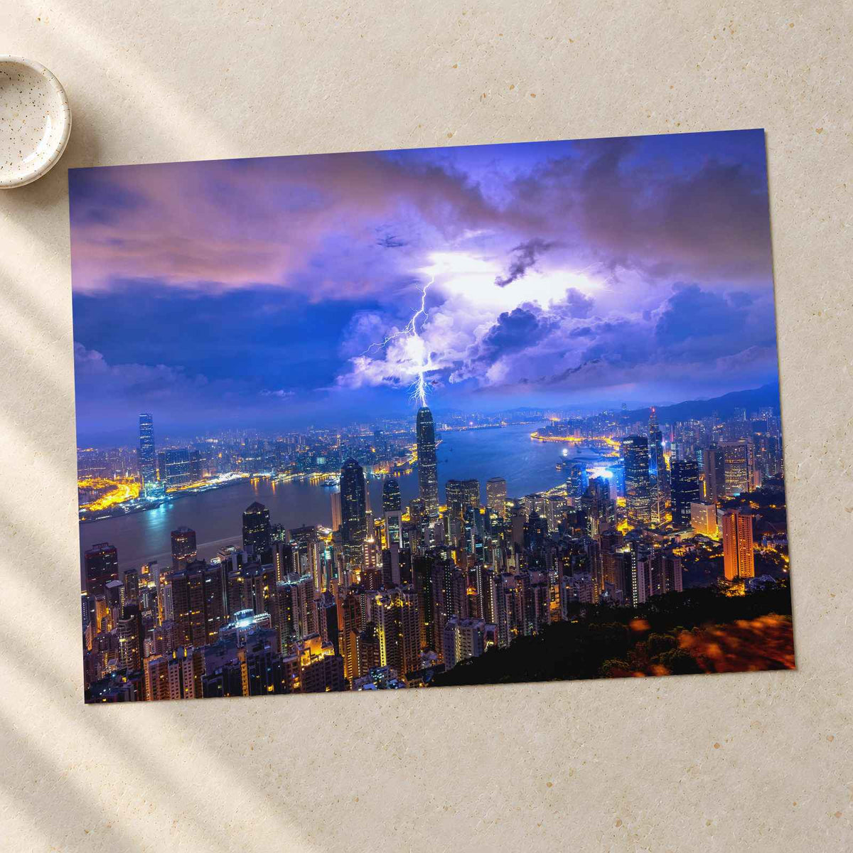 Hong Kong Skyline Lightning Strike Photography Print (7 Sizes) - Heavyweight