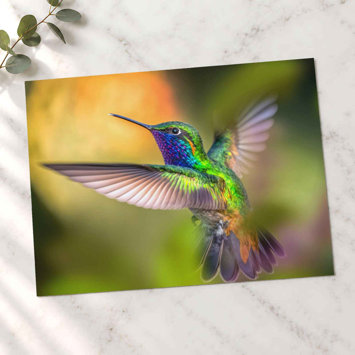Colorful Hummingbird Flying Photo Wall Art (7 Sizes) - Frameable