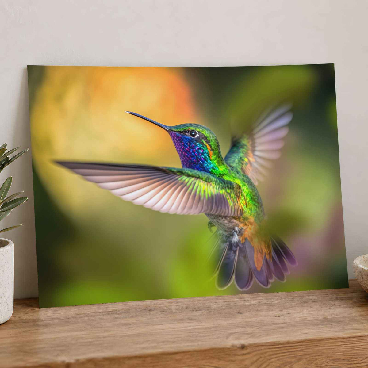 Colorful Hummingbird Flying Photo Wall Art (7 Sizes) - Frameable