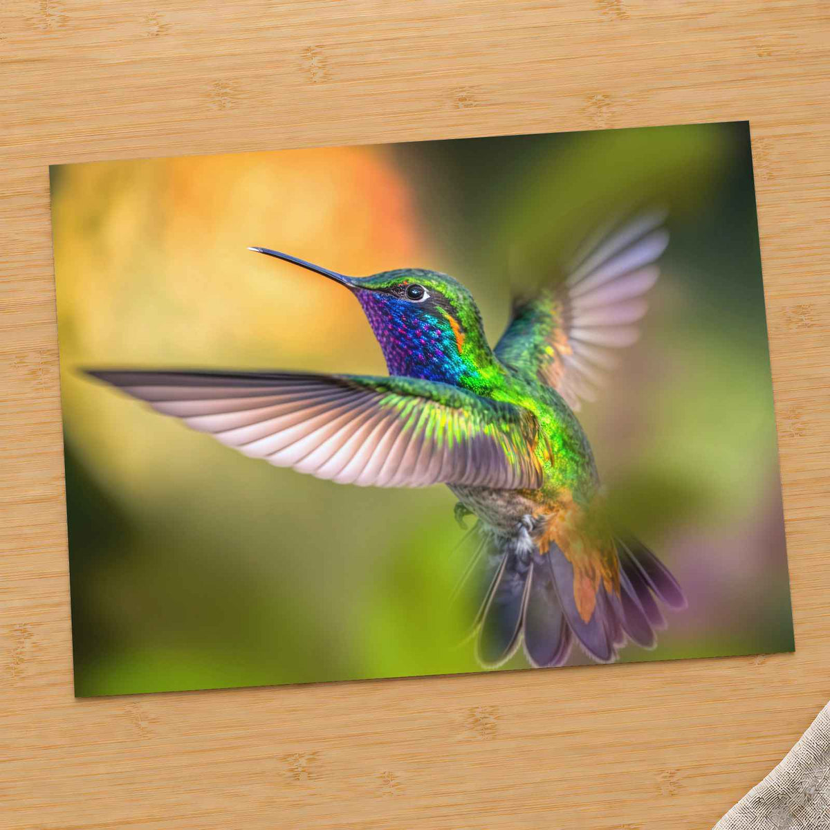 Colorful Hummingbird Flying Photo Wall Art (7 Sizes) - Frameable