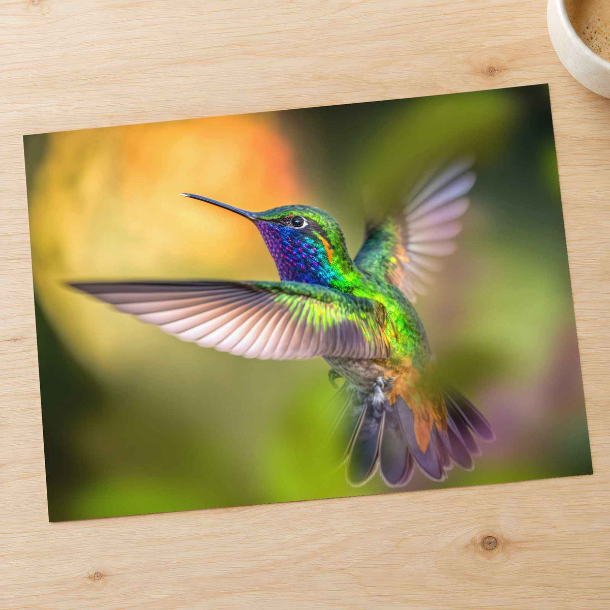 Colorful Hummingbird Flying Photo Wall Art (7 Sizes) - Frameable