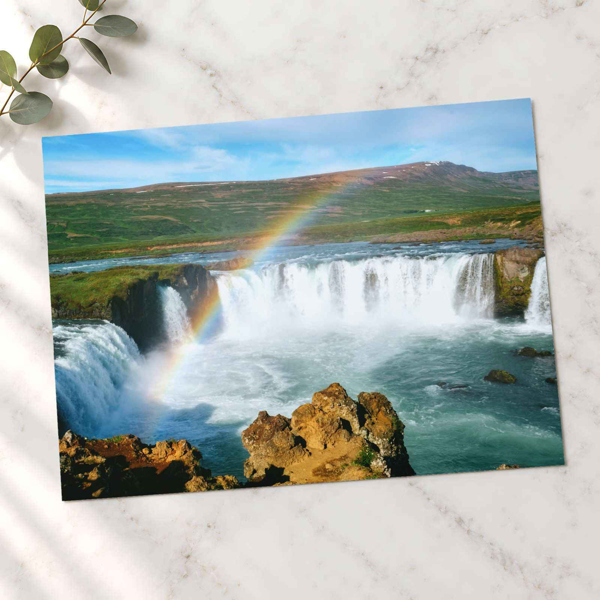 Rainbow Over Goðafoss Waterfall in Iceland Photography Print (7 Sizes)