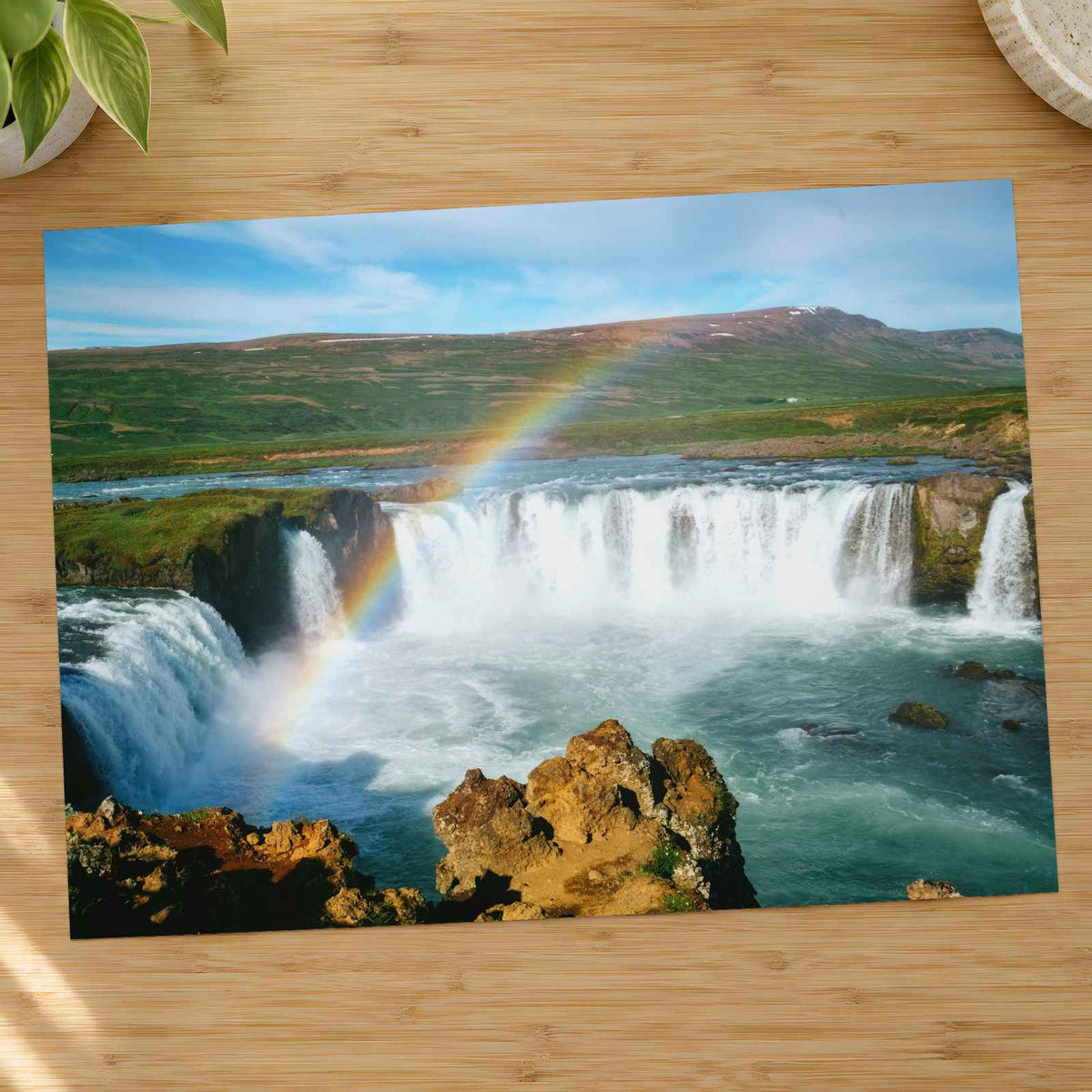 Rainbow Over Goðafoss Waterfall in Iceland Photography Print (7 Sizes)