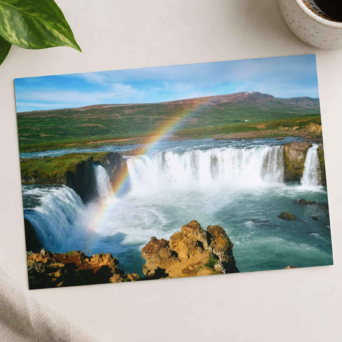Rainbow Over Goðafoss Waterfall in Iceland Photography Print (7 Sizes)