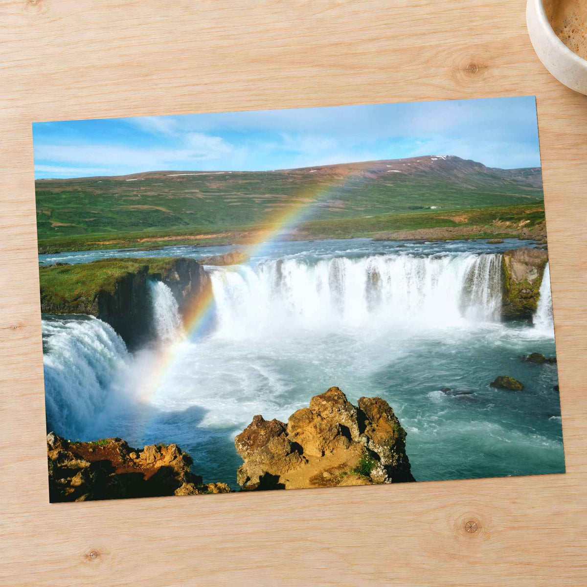 Rainbow Over Goðafoss Waterfall in Iceland Photography Print (7 Sizes)