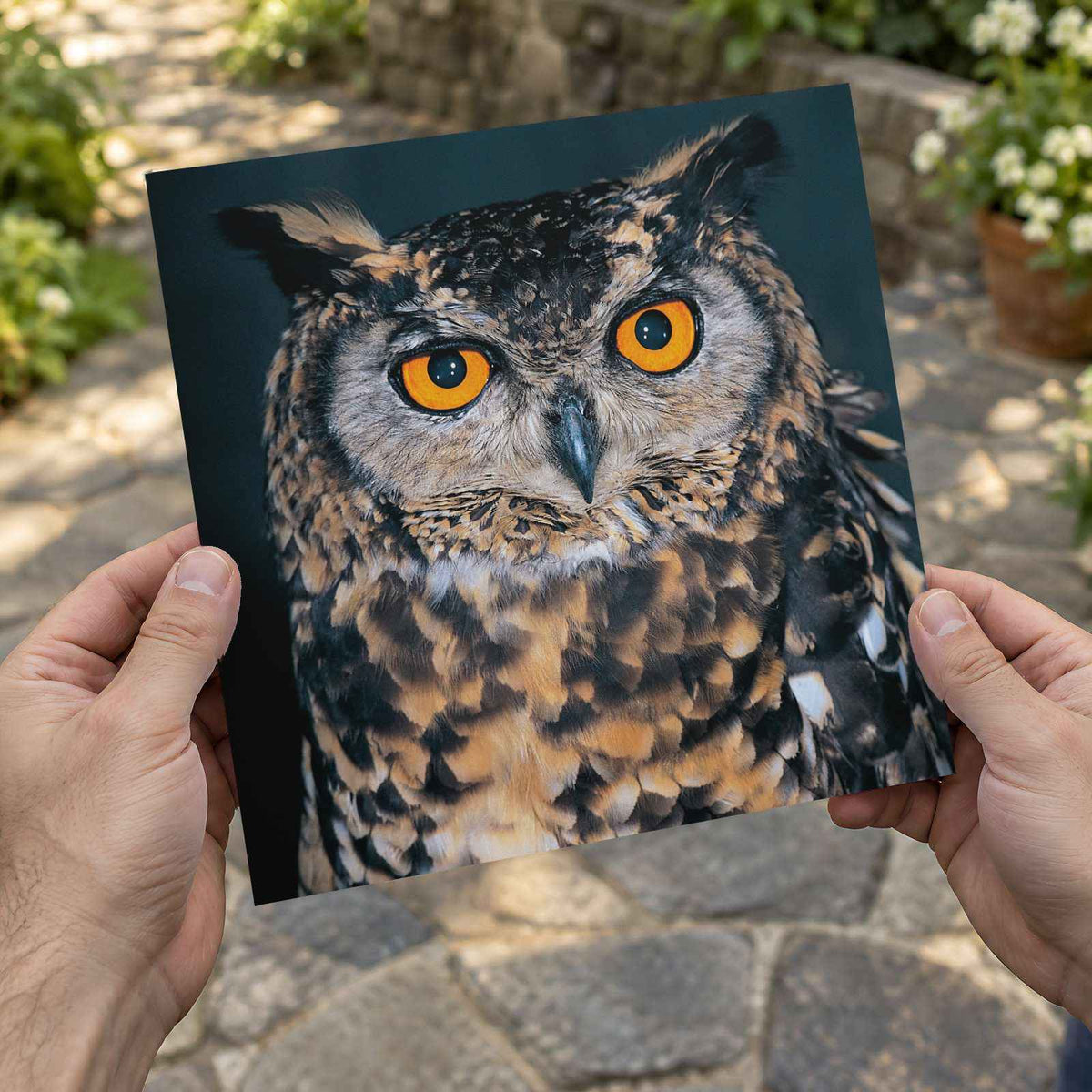 Close Up of Owl with Orange Eyes Photo Print (7 Sizes) - Frameable