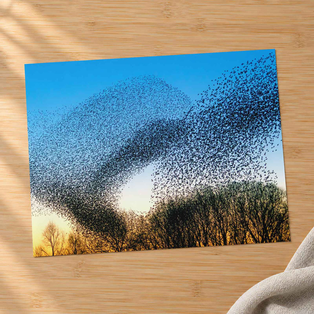 Flock of Starlings at Golden Hour Photo Wall Print (7 Sizes) - Satin Luster