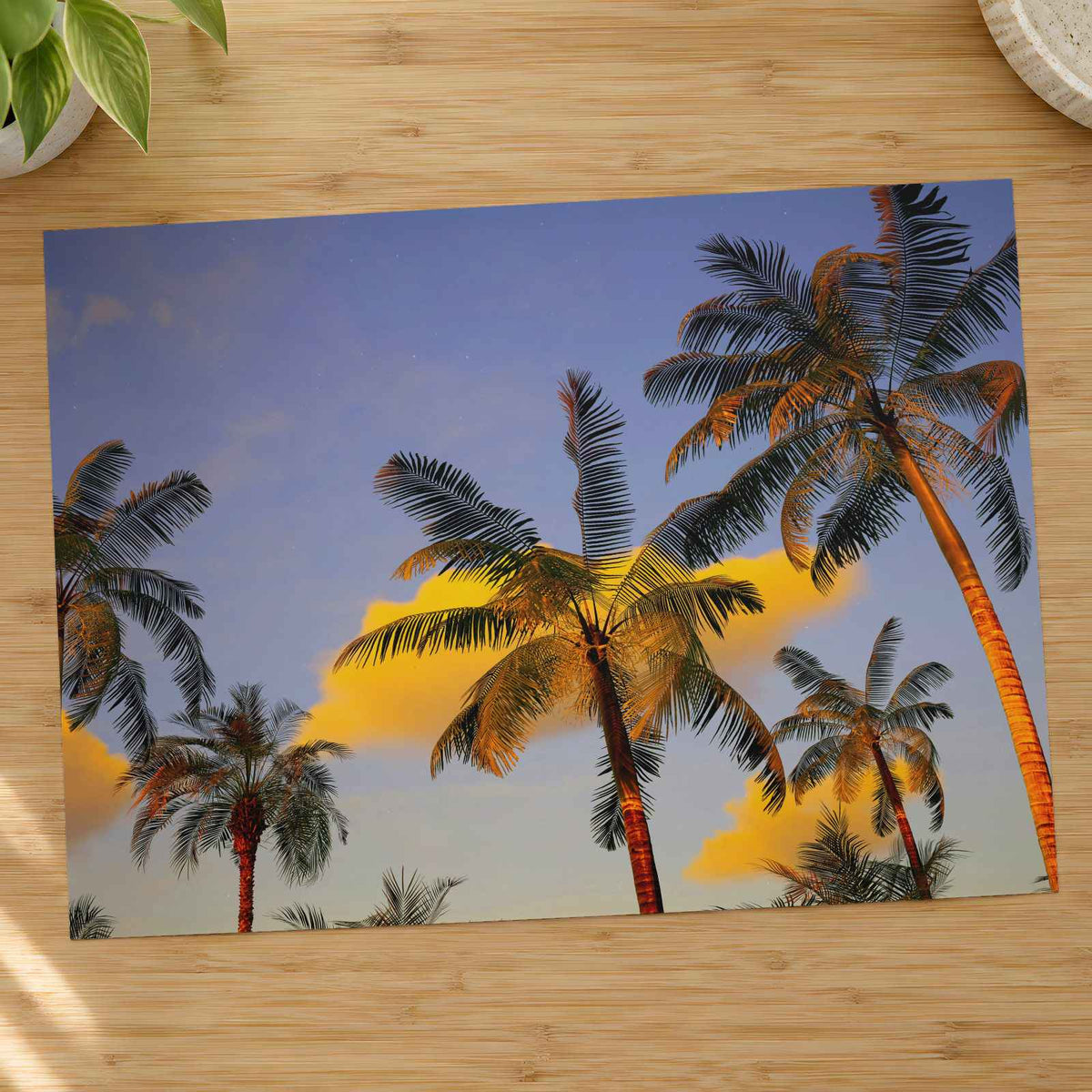 Palm Trees Against a Blue Sky Photo Wall Print (7 Sizes) - Crisp Detail