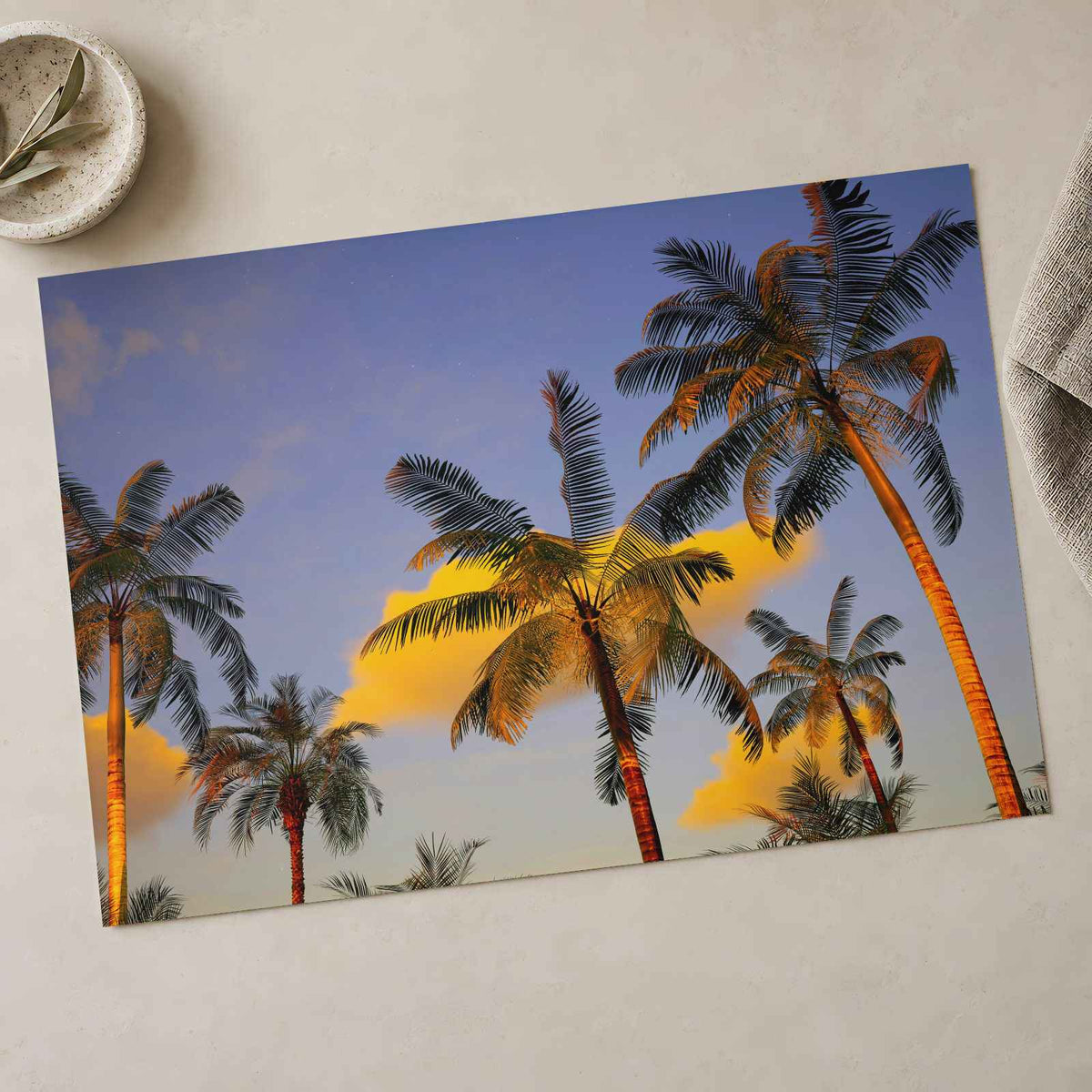 Palm Trees Against a Blue Sky Photo Wall Print (7 Sizes) - Crisp Detail