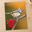 Crested Tit Perched with Red Berries Photo Print Wall Decor
