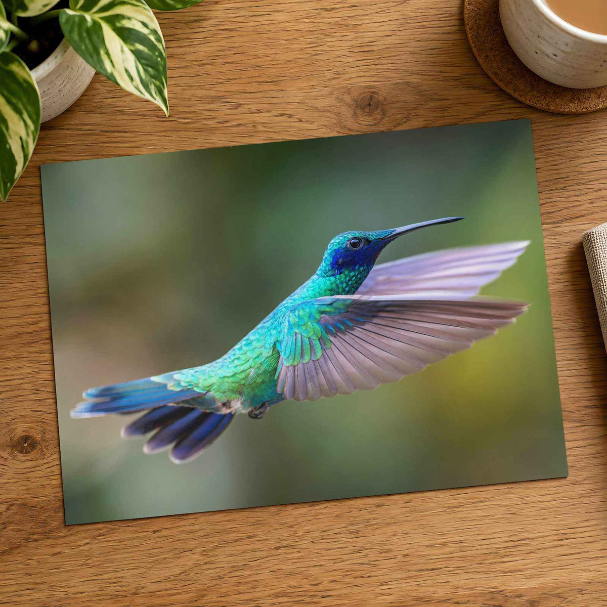 Hummingbird Flying with Its Wings Spread Photo Wall Art (7 Sizes) - Satin Luster