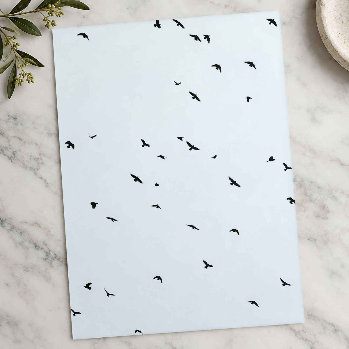 Flock of Birds Flying in Grey Sky Photo Print (7 Sizes) - Frameable