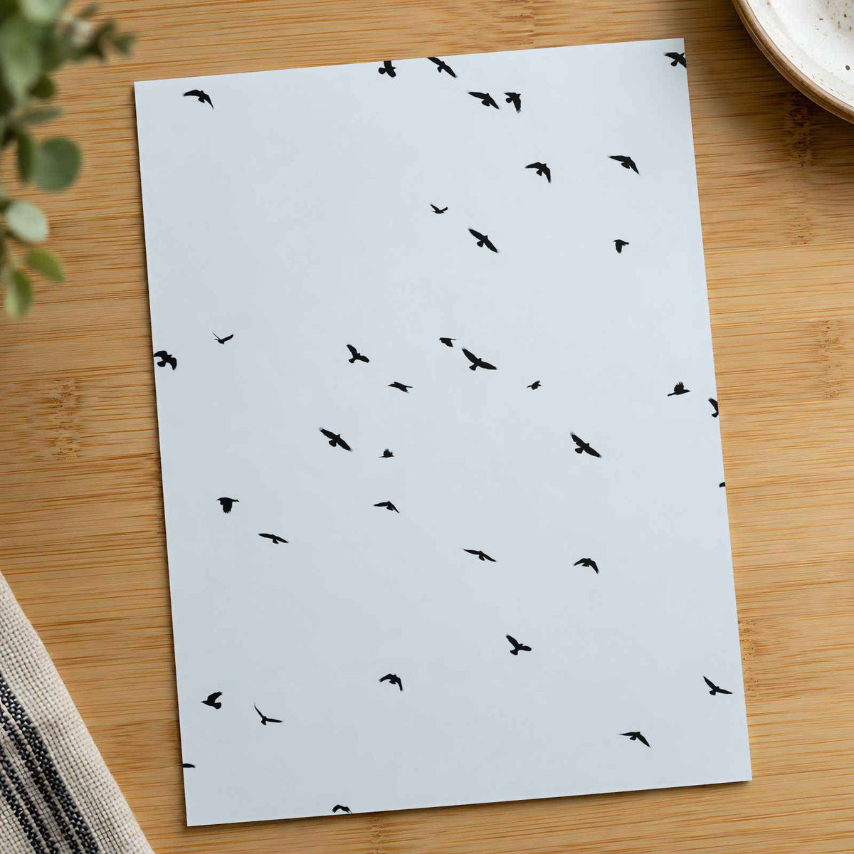 Flock of Birds Flying in Grey Sky Photo Print (7 Sizes) - Frameable