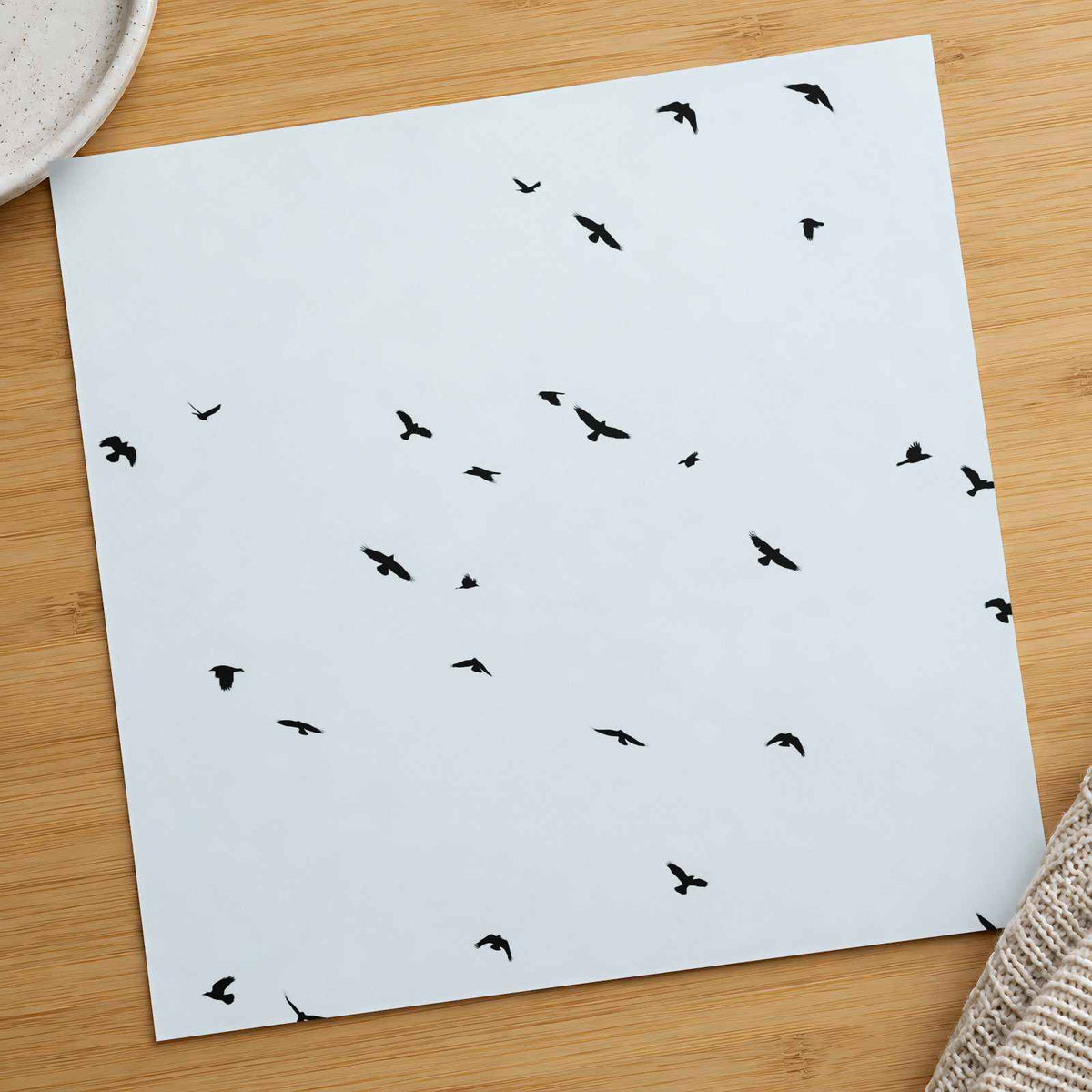 Flock of Birds Flying in Grey Sky Photo Print (7 Sizes) - Frameable