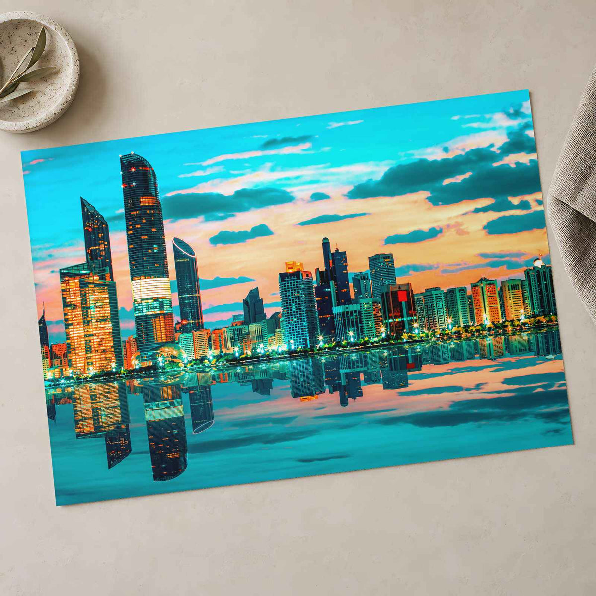 Abu Dhabi Skyline at Sunset, UAE Photo Print (7 Sizes) - Heavyweight
