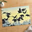 Flock of Cranes Flying Against Yellow Sky Photo Print (7 Sizes) - Printed in USA