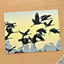 Flock of Cranes Flying Against Yellow Sky Photo Print (7 Sizes) - Printed in USA