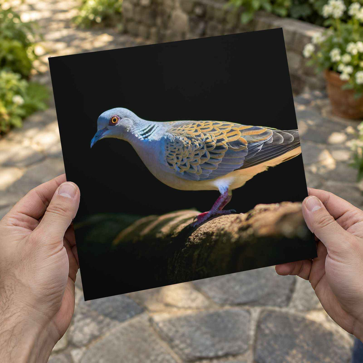 White and Gray Bird Pigeon on Log Photographic Art Print (7 Sizes) - Heavyweight