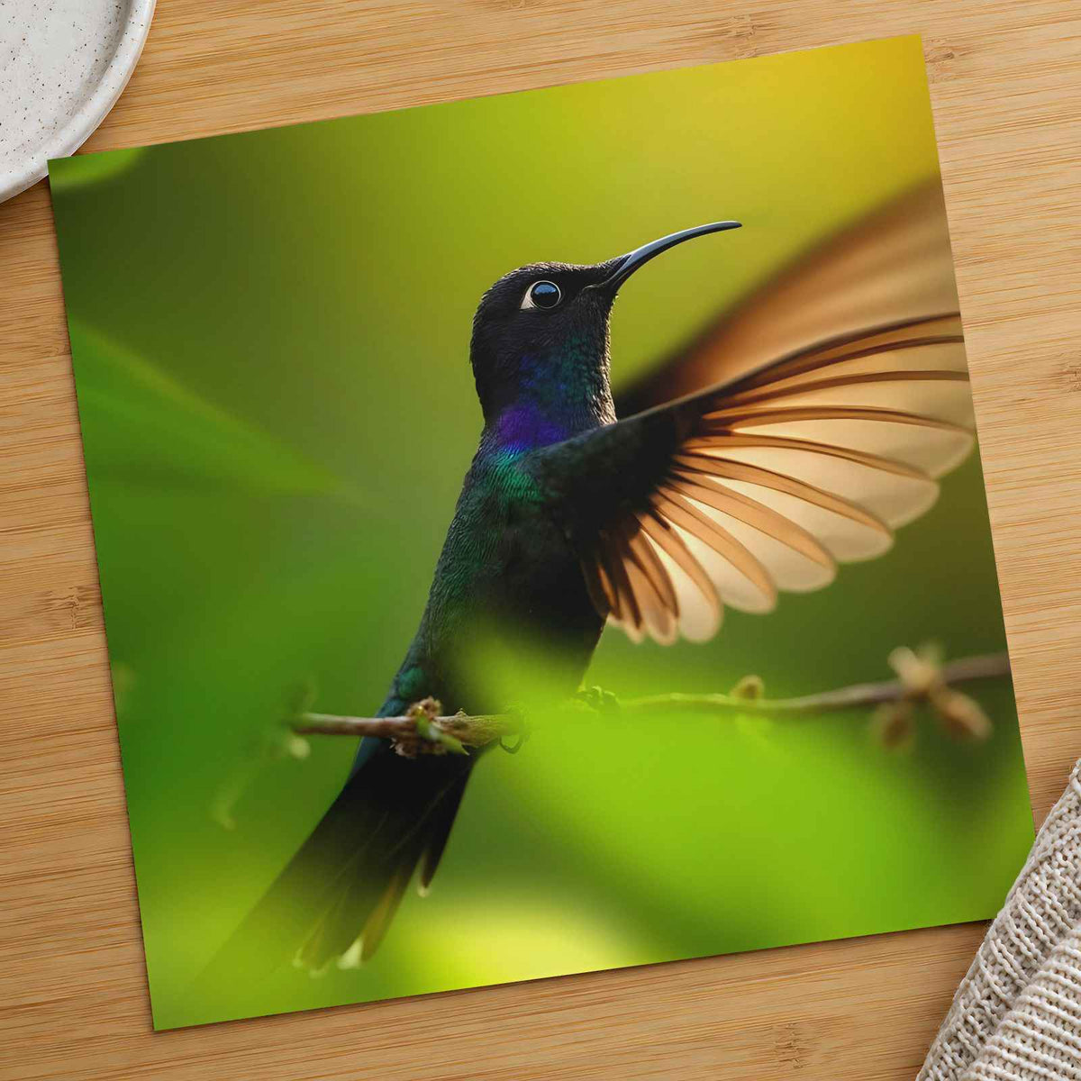 Hummingbird with Iridescent Feathers Photographic Art Print (7 Sizes)