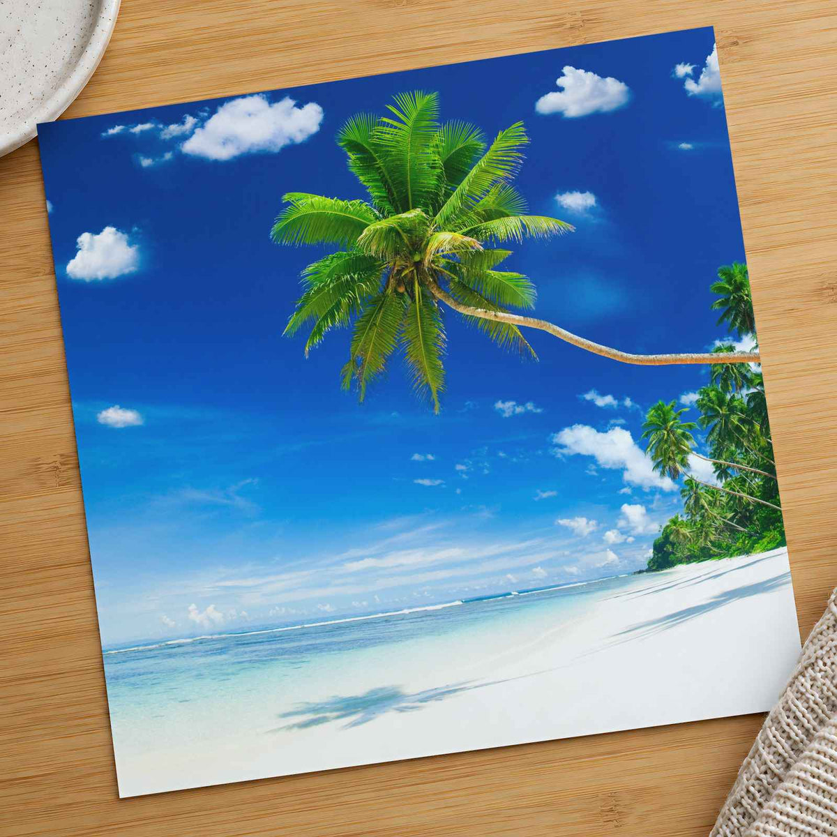 Tropical Beach on Samoa with Palm Tree Photographic Art Print (7 Sizes)