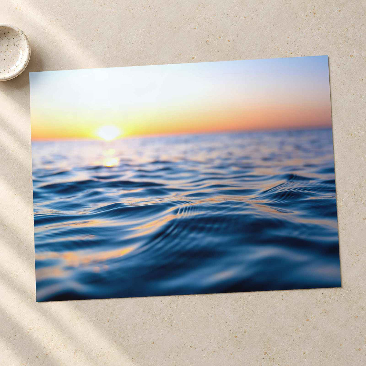 Sun Setting Over Ocean on Golden Photo Wall Print (7 Sizes) - Shipped Flat
