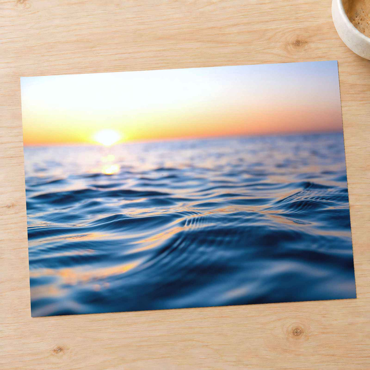 Sun Setting Over Ocean on Golden Photo Wall Print (7 Sizes) - Shipped Flat