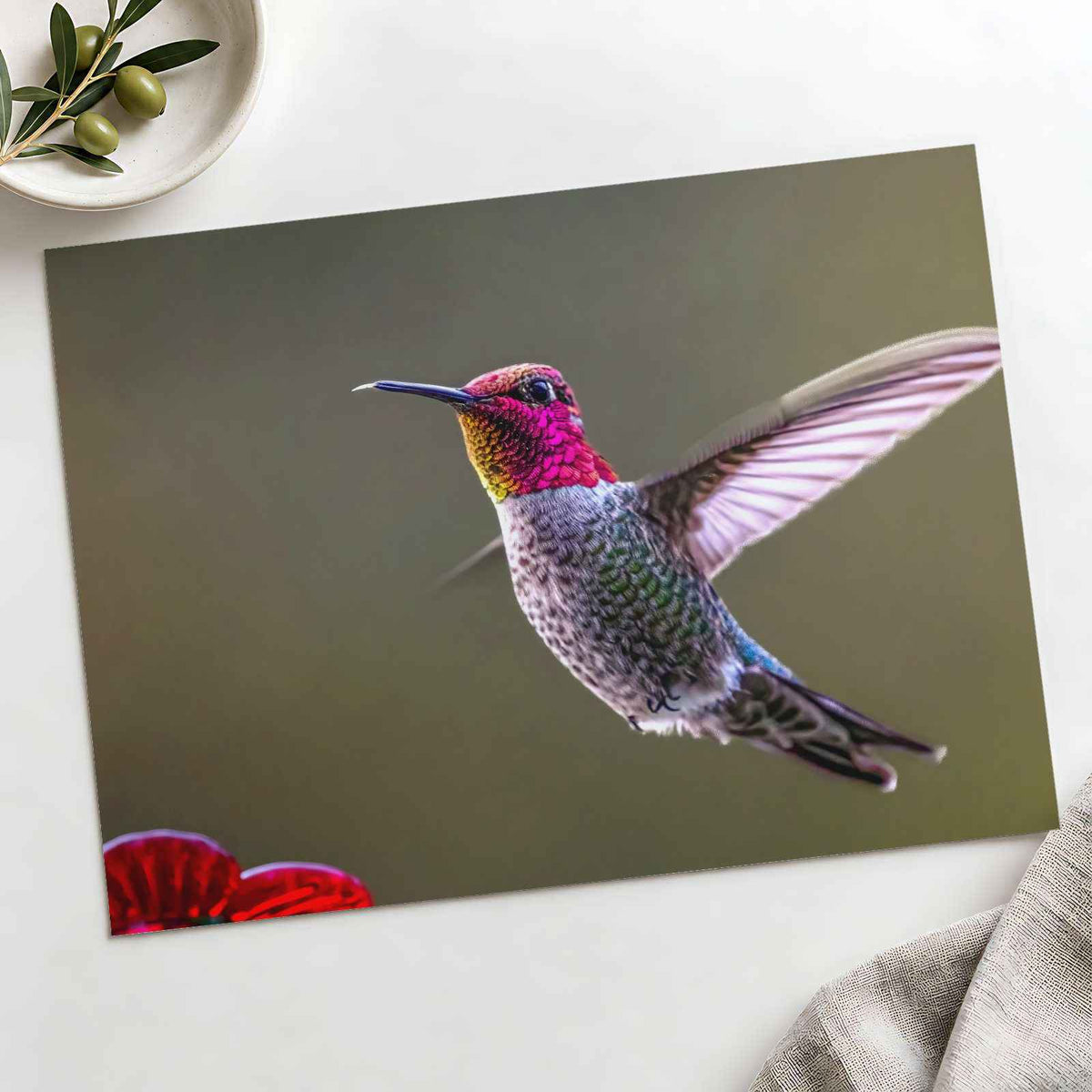 Hummingbird Flying in Willamette Valley Photo Print Wall Decor