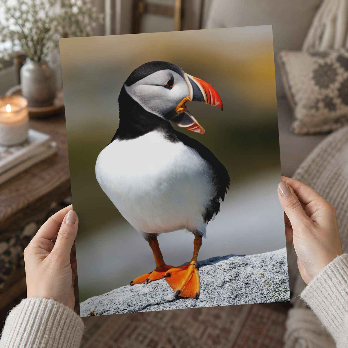 Atlantic Puffin on Machias Seal Island, Maine Photo Wall Art (6 Sizes)