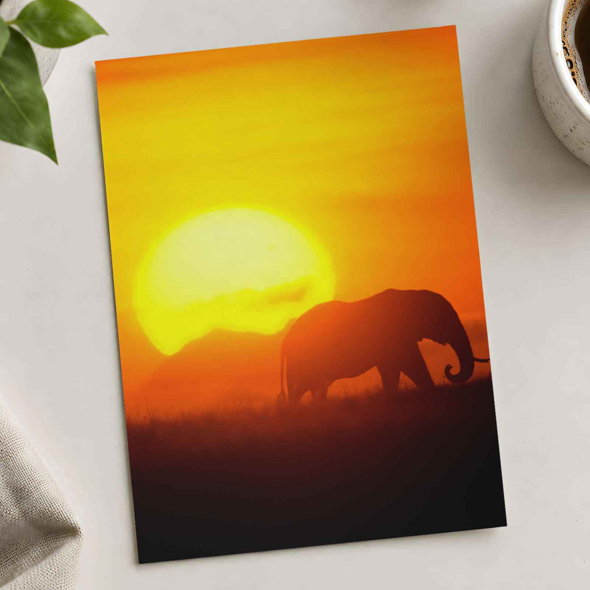 Elephant Walking at Sunset Photo Wall Print (7 Sizes) - Heavyweight