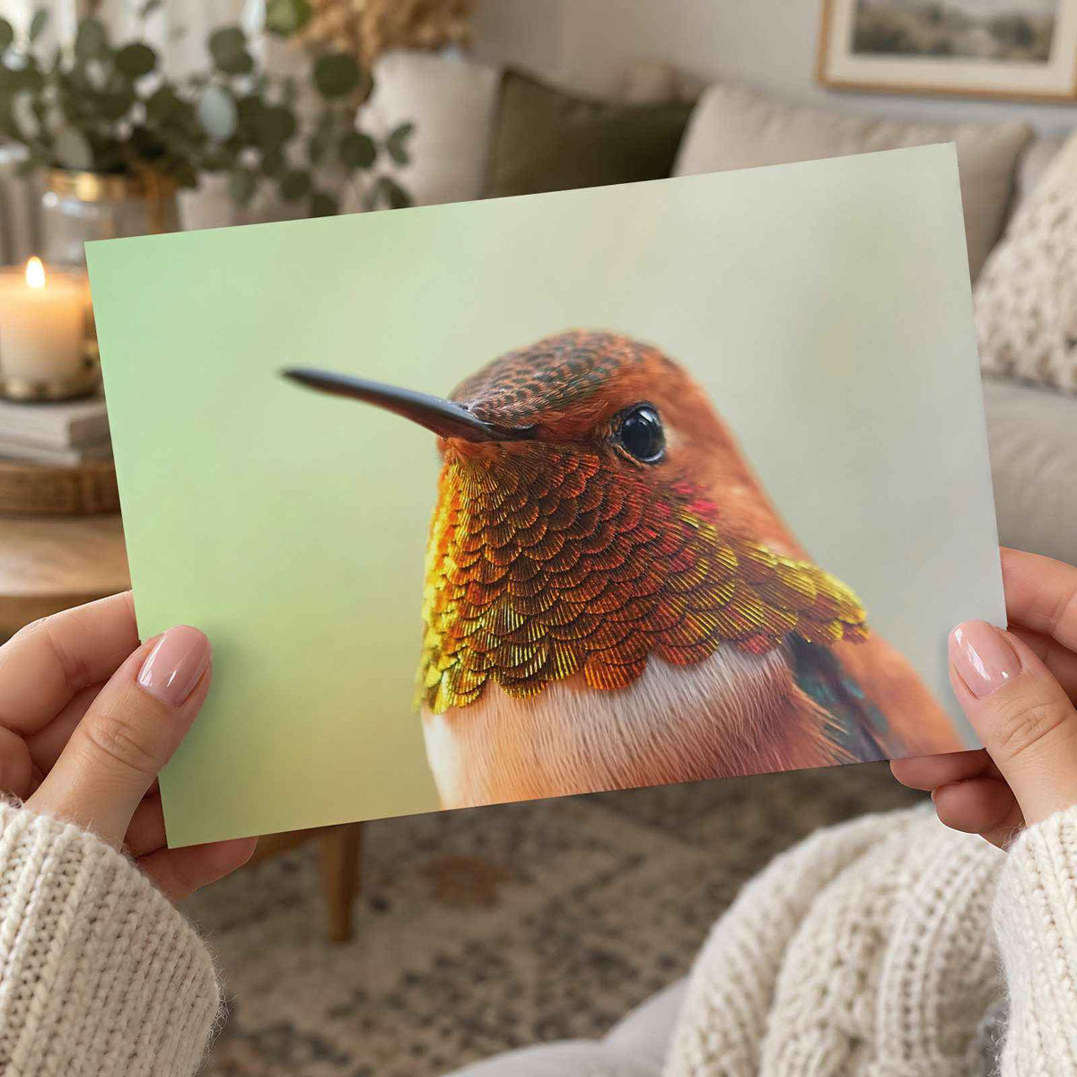 Macro Portrait of Rufous Hummingbird Photography Print (4 Sizes)