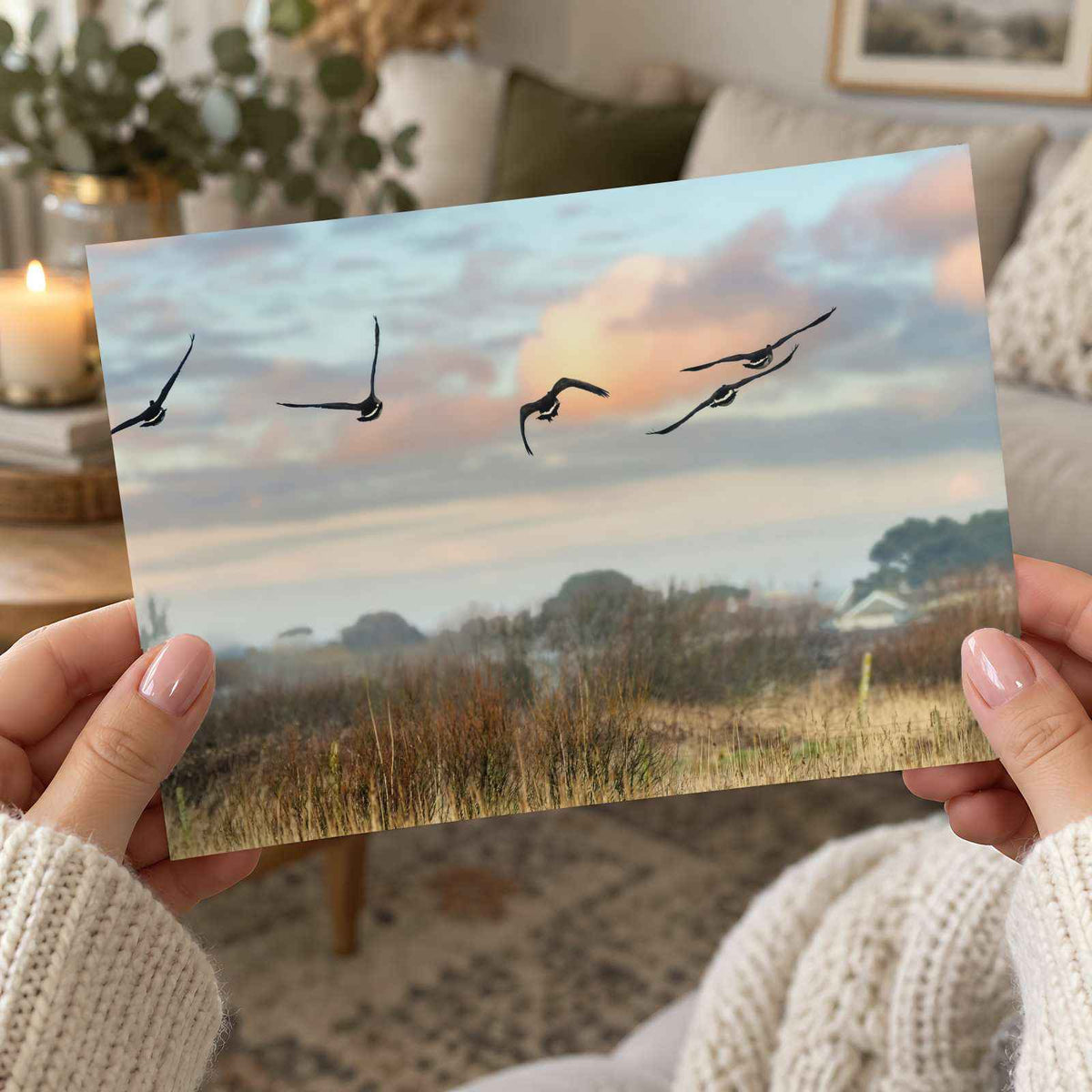 Canada Geese Flying in Clear Winter Sky Photo Print (5 Sizes) - Crisp Detail