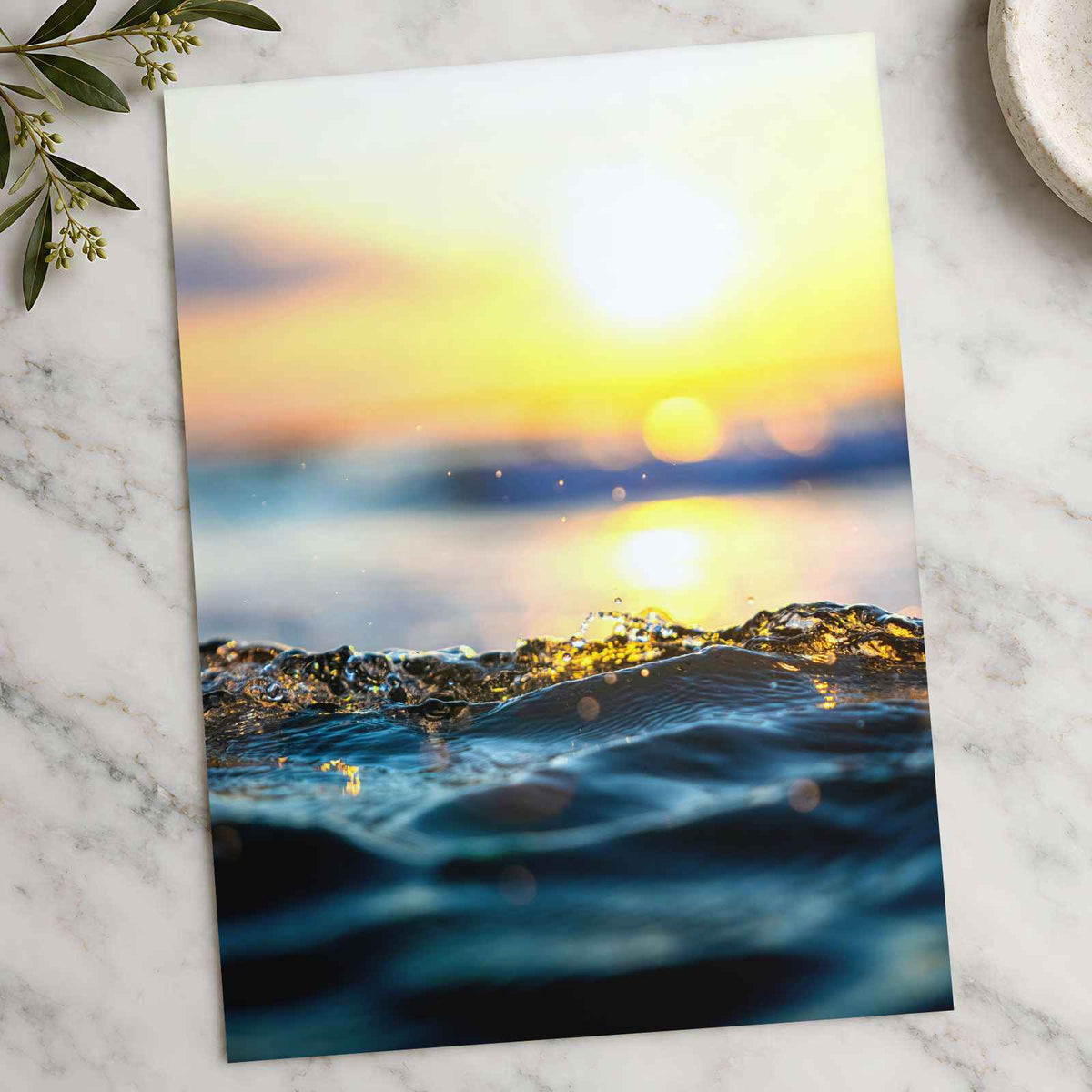 Sun Setting Over a Splashing Water Photographic Art Print (7 Sizes) - Frameable