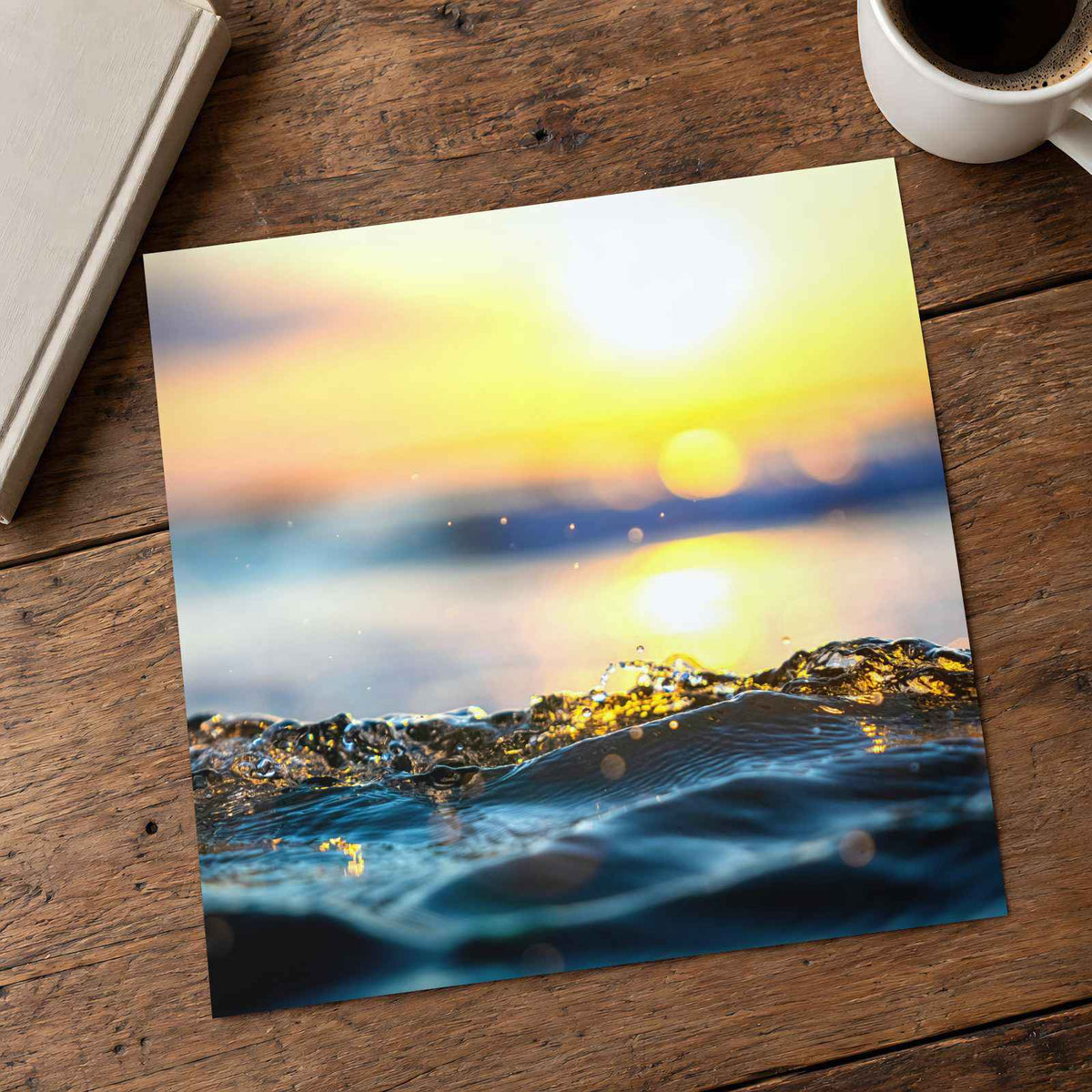 Sun Setting Over a Splashing Water Photographic Art Print (7 Sizes) - Frameable