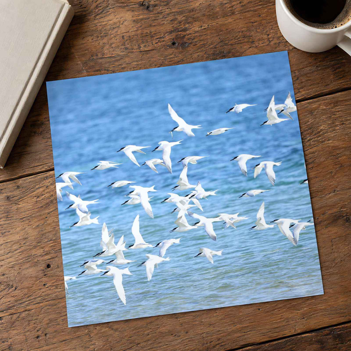 Flock of Birds Flying Over the Ocean Photo Print (7 Sizes) - High Quality