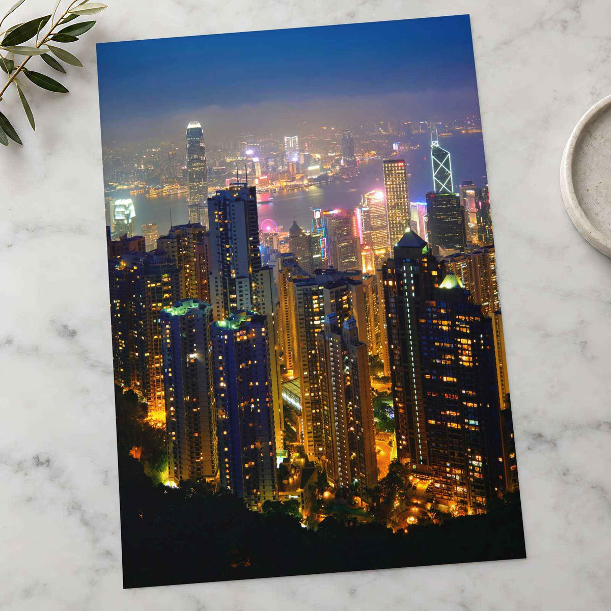 Hong Kong Skyline Cityscape Portrait Photography Print (7 Sizes)