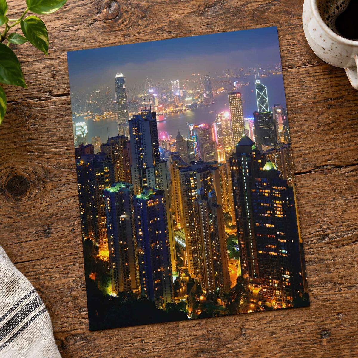 Hong Kong Skyline Cityscape Portrait Photo Print Wall Decor