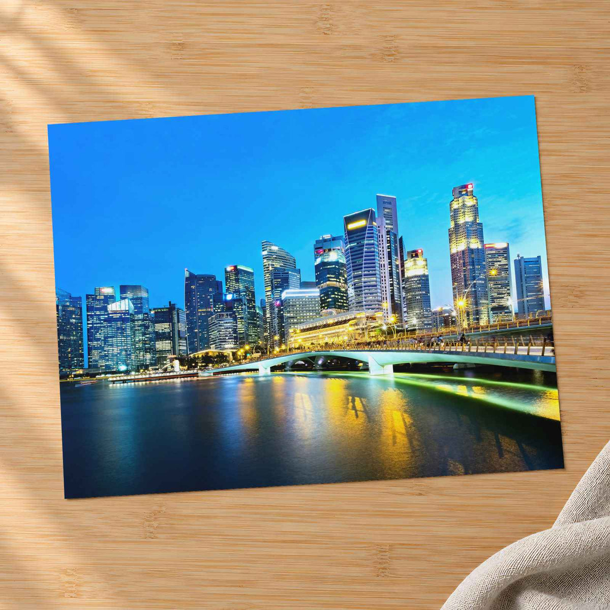 Singapore Skyline in Evening, Marina Bay Photography Print (7 Sizes) - Frameable