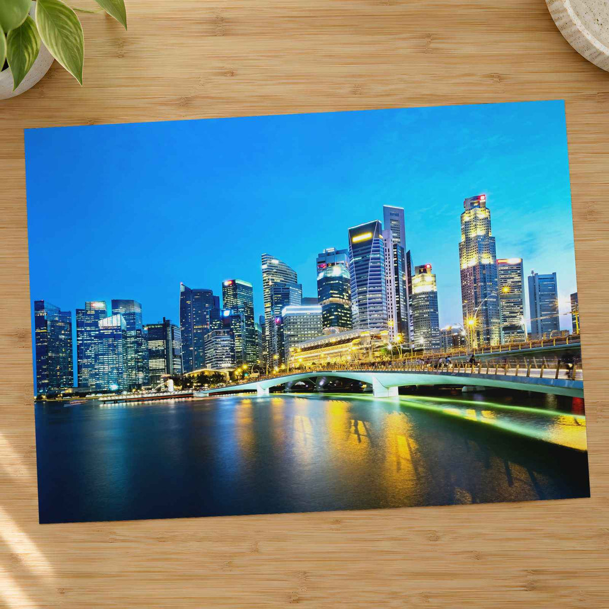Singapore Skyline in Evening, Marina Bay Photography Print (7 Sizes) - Frameable
