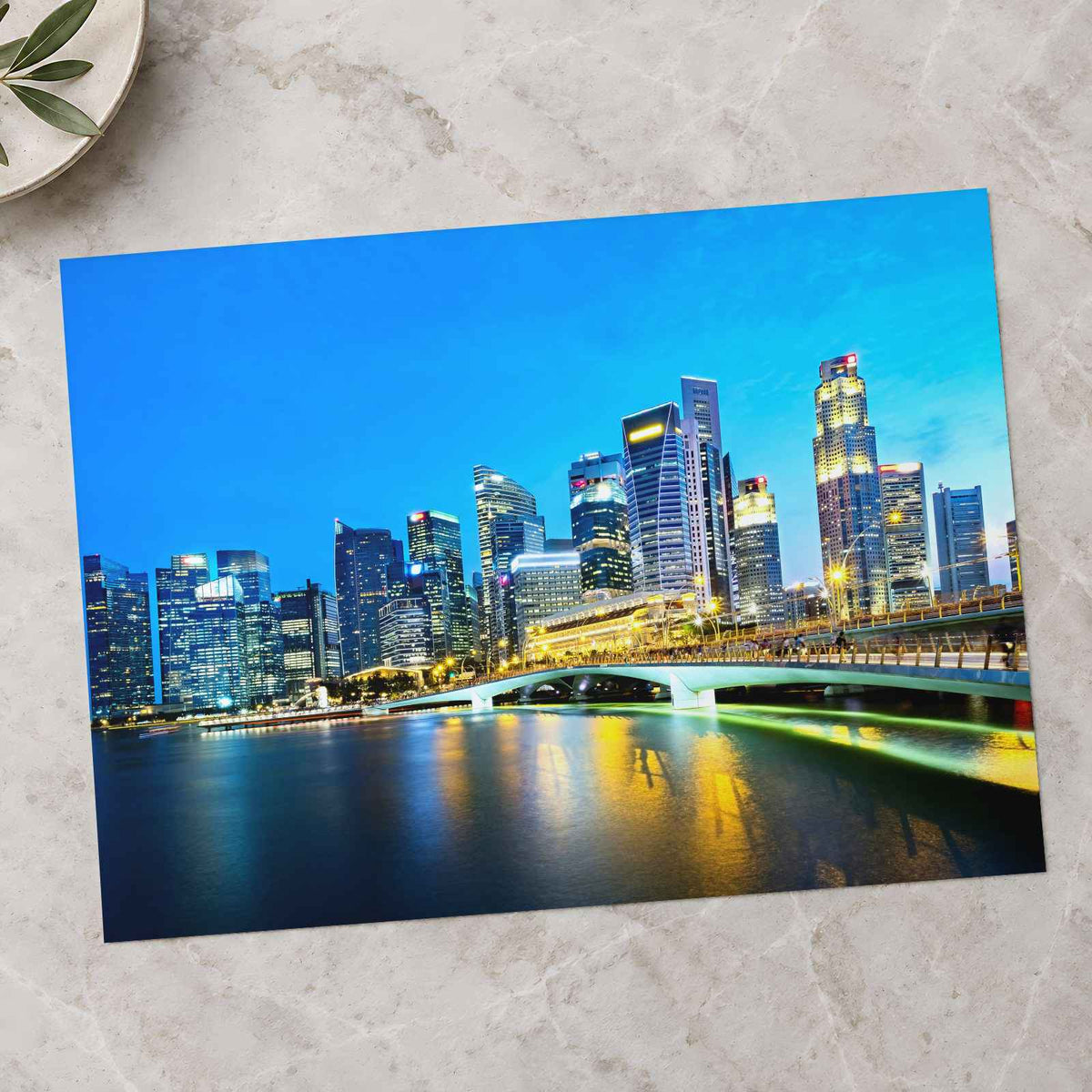 Singapore Skyline in Evening, Marina Bay Photography Print (7 Sizes) - Frameable