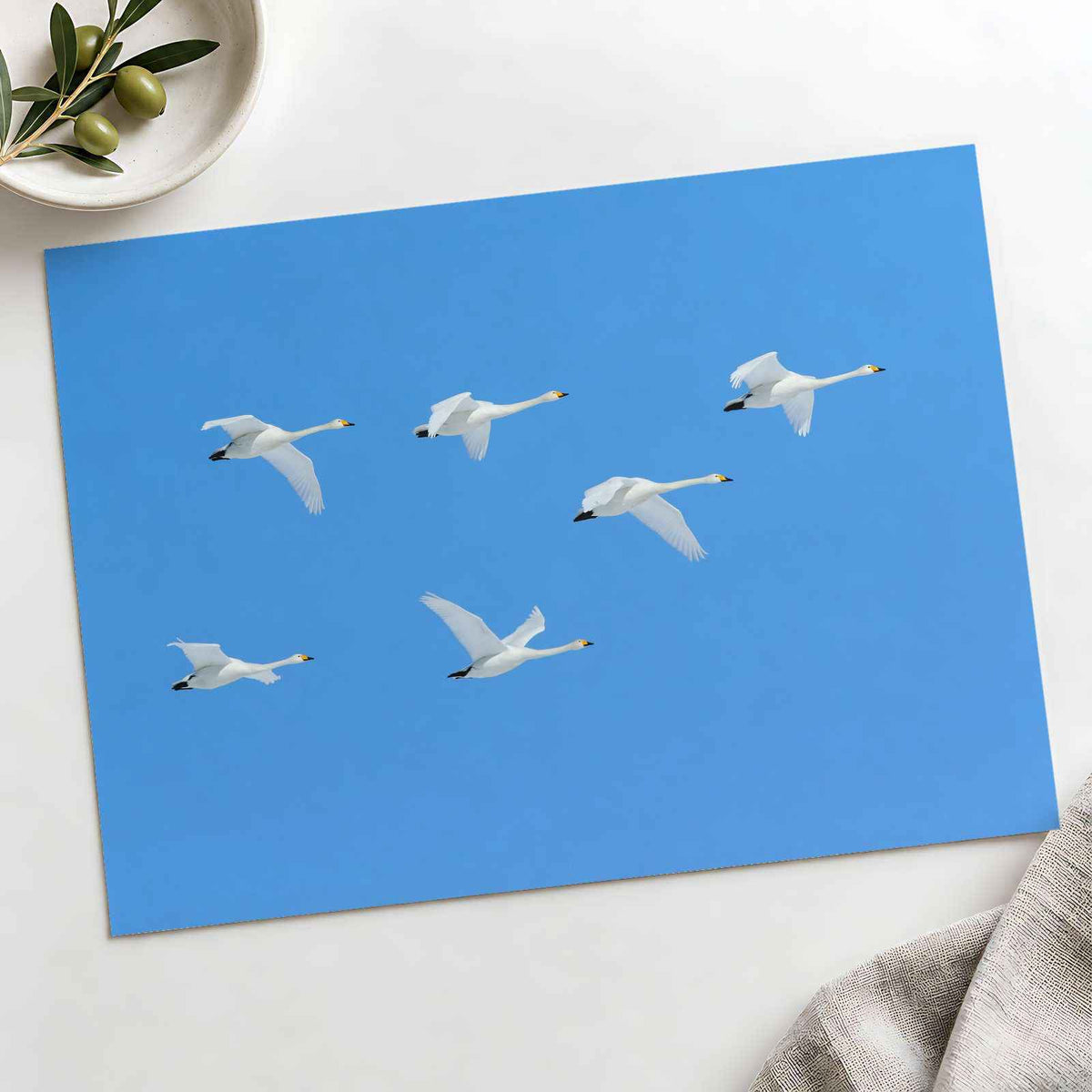 Flock of Geese Flying Through a Blue Sky by Zdeněk Macháček Photo Print Wall Decor