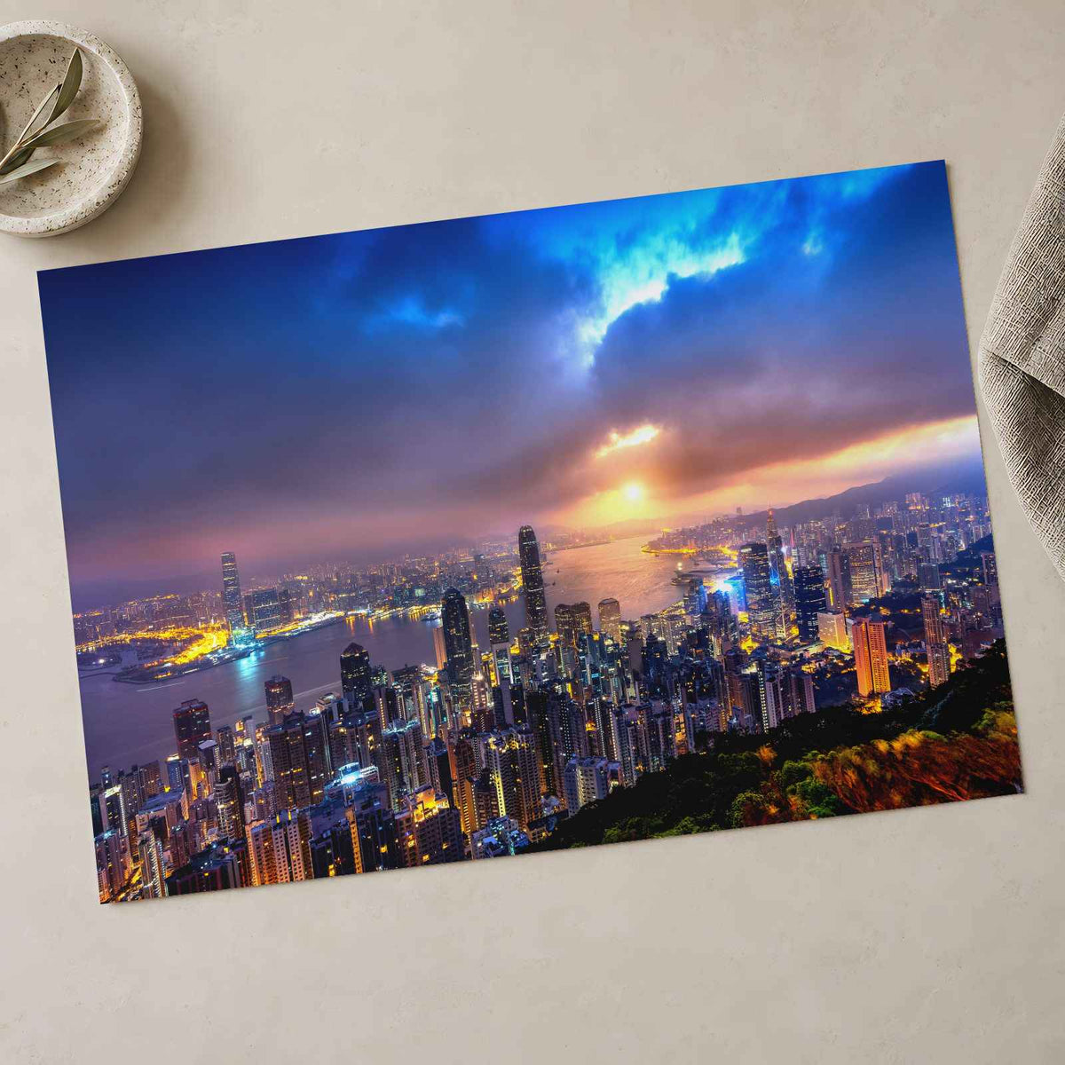 Hong Kong at Sunset from the Victoria Peak Photo Wall Art (7 Sizes) - Frameable