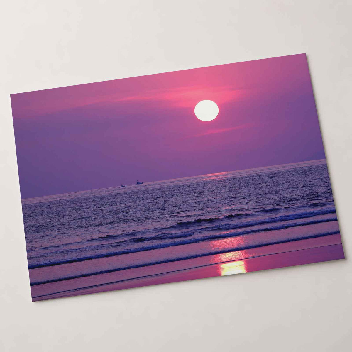 Violet Sun Setting Over Ocean Photography Print (4 Sizes) - Ready to Frame
