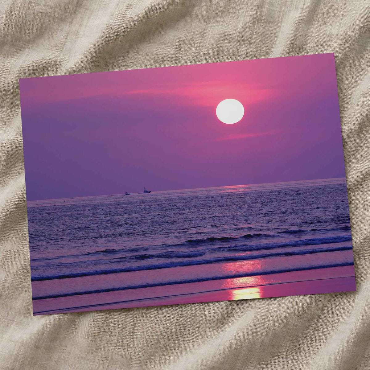 Violet Sun Setting Over Ocean Photography Print (4 Sizes) - Ready to Frame